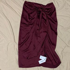 Cider Deep Red Satin Skirt